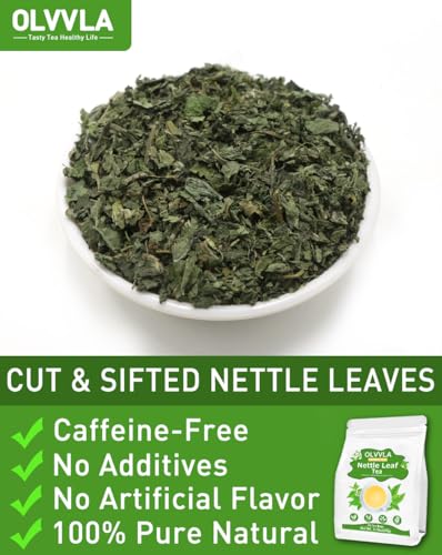 Image of Olvvla - Premium Nettle Leaf Tea - 1.5g X 60 Count - 100% Pure Natural Stinging Nettle Tea Bag - Caffeine-free - Non-GMO - Rich in Antioxidants & Support Bone Health