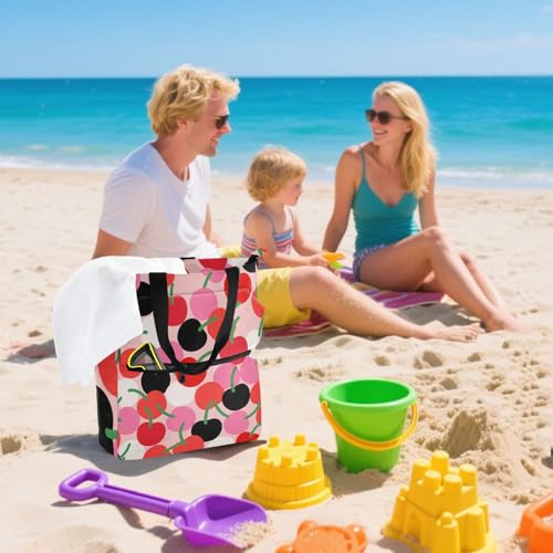 Bolsa de mano para niños y profesores con diseño rojo cereza minimalista 7