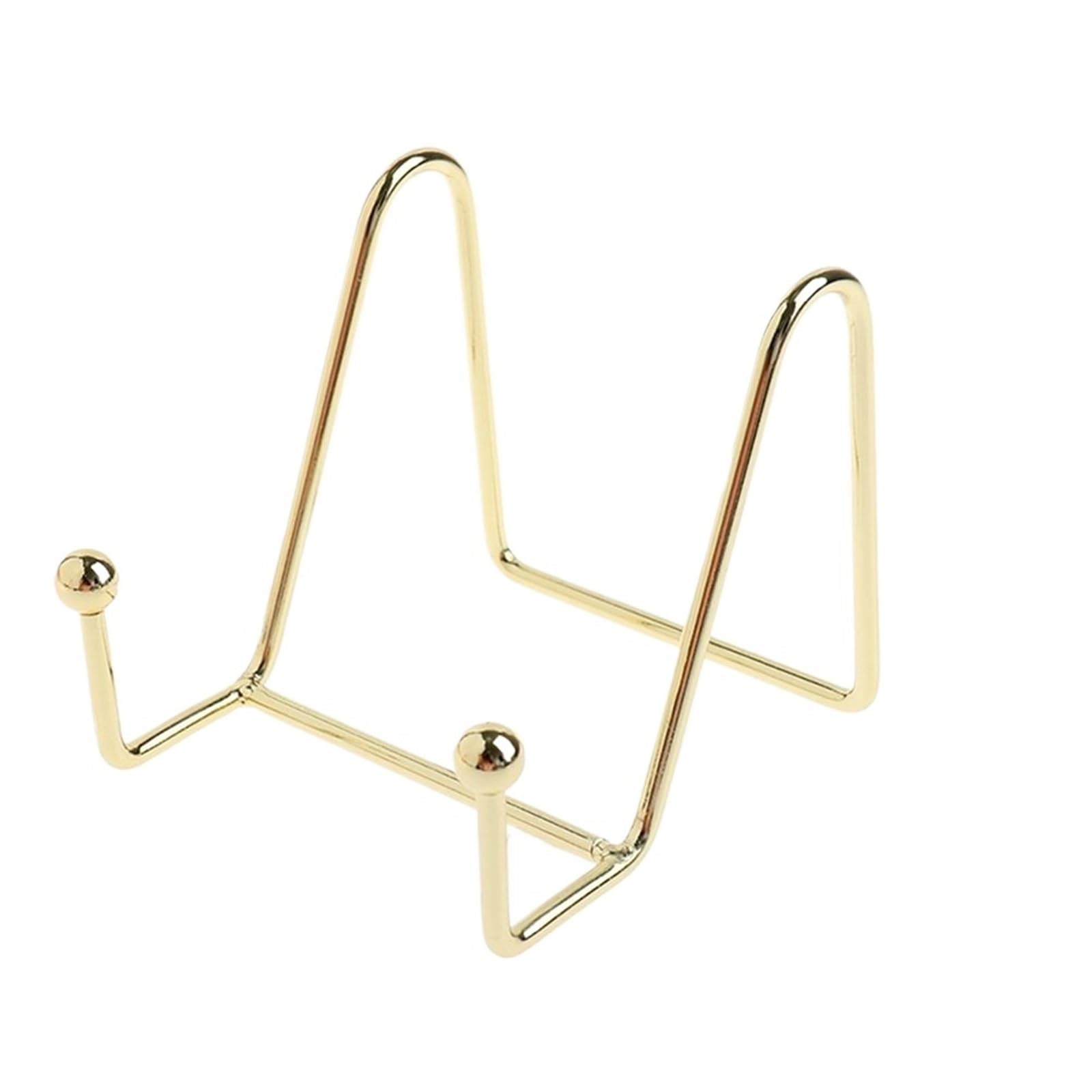 MYUYEE Tabletop Picture Stand Plate Display Stand Picture Easel Metal Stands Holder Pictures Frame Photo Decorative Dish Tabletop Art (Gold )