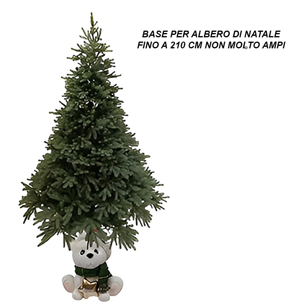 Base per Albero di Natale Orso Bianco Seduto Sciarpa Verde e Stella Oro Supporto Piede Decorazioni Natalizie Bambini Felici
