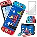 Darrnew Mario Skin für Nintendo Switch Cartoon Cute Fun Skins Kawaii Unique Kids Girls Women Switch Game Sticker Funny Cool Design Character Fashion Sticker + Tempered Glass Film für Nintendo Switch