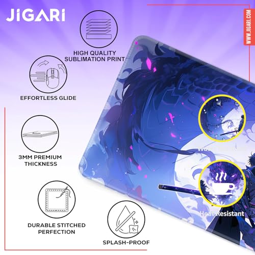Image of Anime Theme Printed XL Extended Stich Edge Mousead | Smooth Surface Gaming Mousepad with Anti-Slip Rubber Base | 3mm Thick - 11 x 23 Inch (Dragon Warrier (P109))