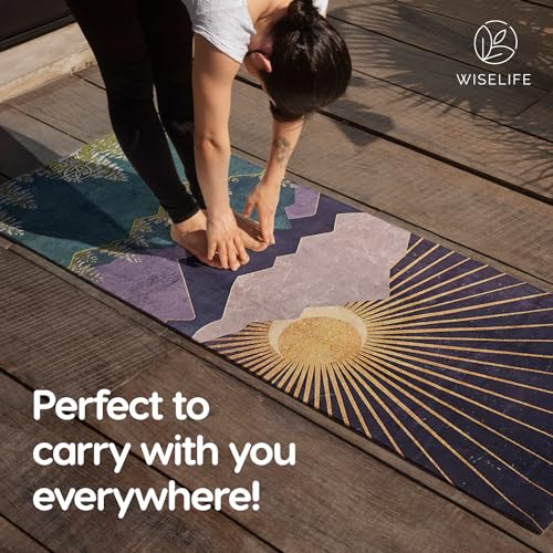 Image of Wiselife MicroFiber & Natural Rubber Foldable Yoga Mat + Carry Strap | Extra Thick Extra Long,Extra Wide Exercise floor Mat For Gym, Workout, Fitness | Natural Rubber Yoga Mat (1MM, Arabian Night)