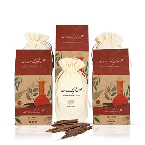 Image of Aromahpure Premium Car Perfume Fragrance Flakes - Royal Oud, Luxury Car Air Freshener made Organically with Essential Oil, Grains, and Flakes - 50 Gms, fragrant for 30 days.(Pack of 3)