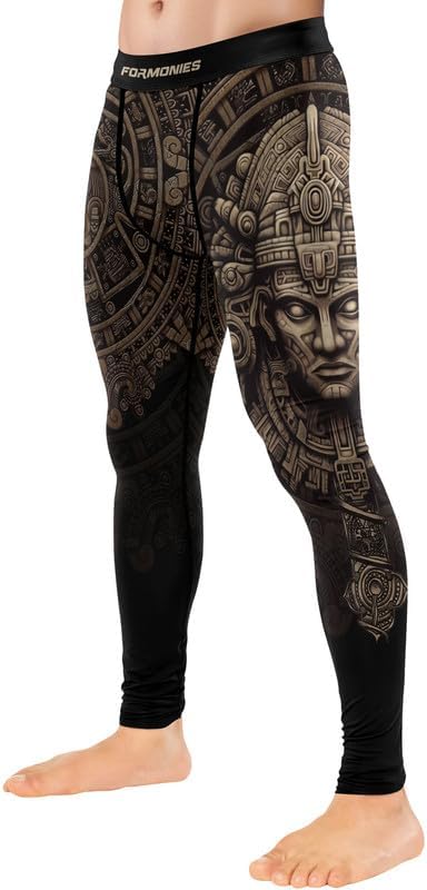 Aztec Men Jiu Jitsu Spats Grappling Tight-fit Compression Leggings for Men MMA BJJ Workout