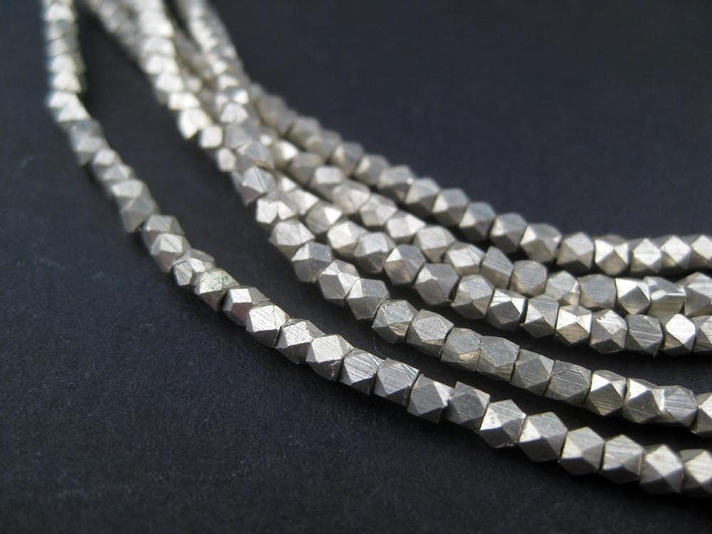 The Bead Chest Cornerless Cube Beads - Full Strand of Faceted Ethnic Metal Spacers (6mm, Gold)
