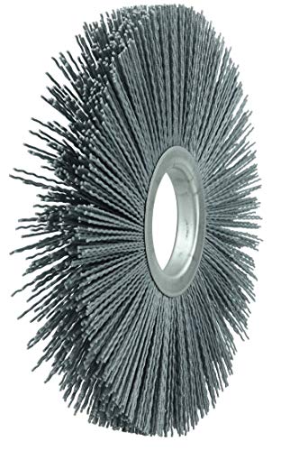 Image of Weiler 20650 8 inch Nylox Metal Hub Wheel Brush, .040 /120SC Crimped Fill, 2 inch Arbor Hole, Made in the USA (Pack of 2)