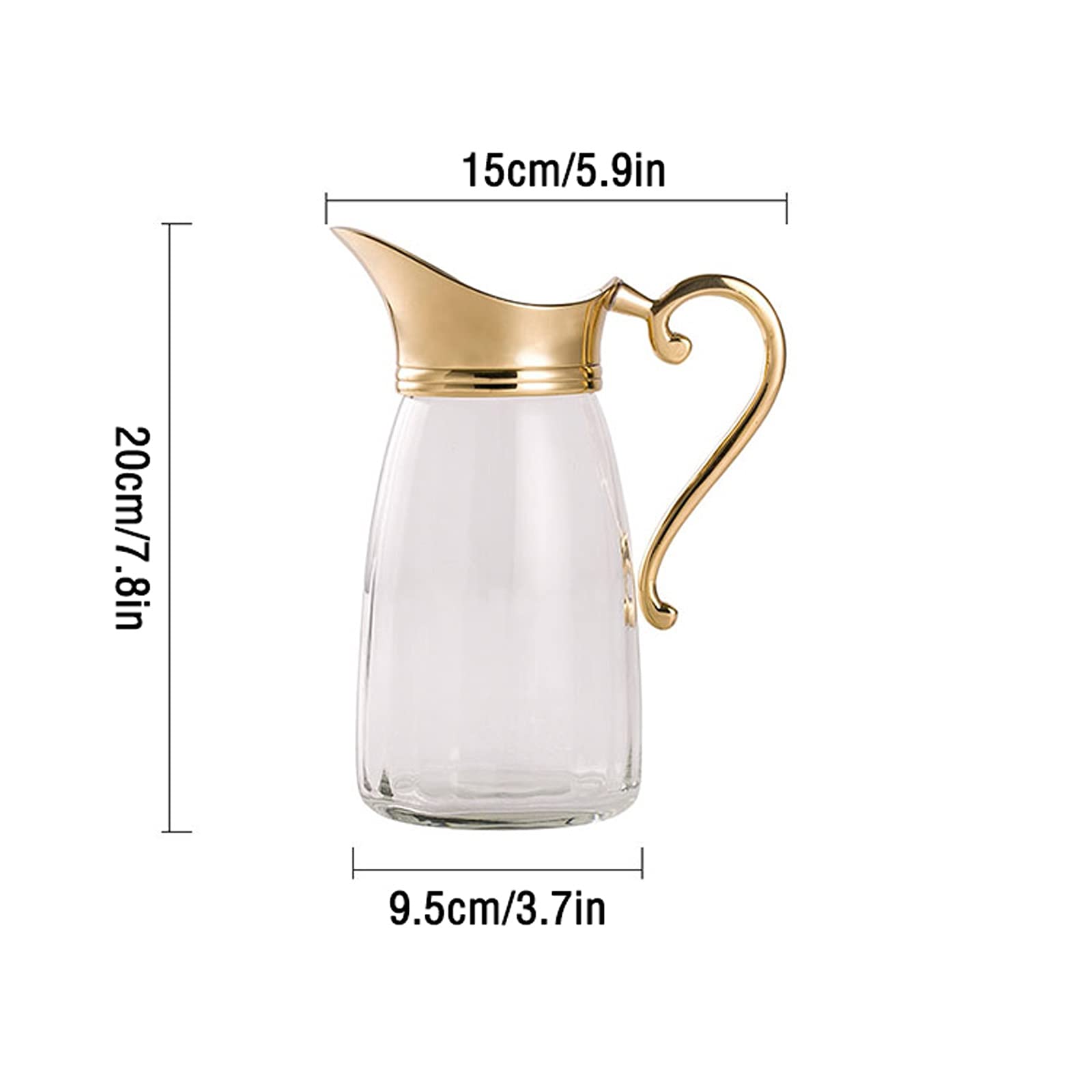 Pichet Pichet en Verre de Luxe légère avec poignée en Laiton et Bec, cruillot de Lait créatif d'eau Froide pour la Maison, Restaurant, café (25,3 oz) Pichets