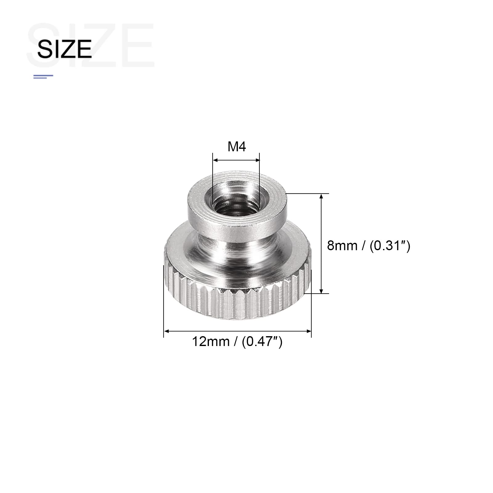 METALLIXITY Knurled Thumb Nuts (M4x12x8mm) 2pcs, 304 Stainless Steel Round Rod Hand - for House Construction Hardware Fasteners - Image 2