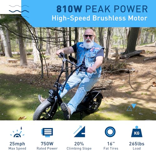Image of Hiboy U2 Pro Electric Scooter for Adults with Seat & Basket, 810W Motor, 25MPH & 34Mi Range, 16 inch All-Terrain Tires, Dual Disc Brakes, UL Certificate Off-Road E-Scooter