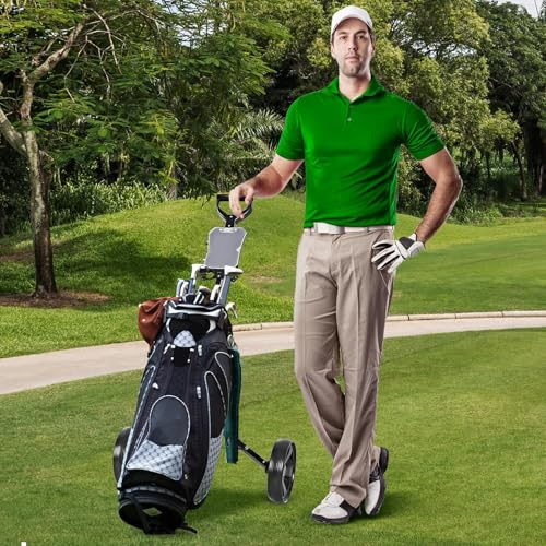 FANTASK Golf Trolley, 2 Rad Golftrolley klappbar, Golfwagen aus Stahl, mit Scorecardhalter, für Anfänger (Schwarz)