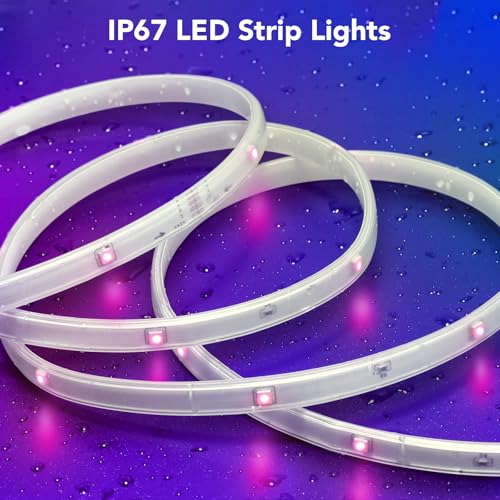 Image of Outdoor LED Strip Lights Waterproof, 100FT (2 Rolls of 50ft) RGB IP67 Led Lights with App and Remote Control, Color Changing Led Rope Lights for Garden, Pool, Patio, Balcony Decor