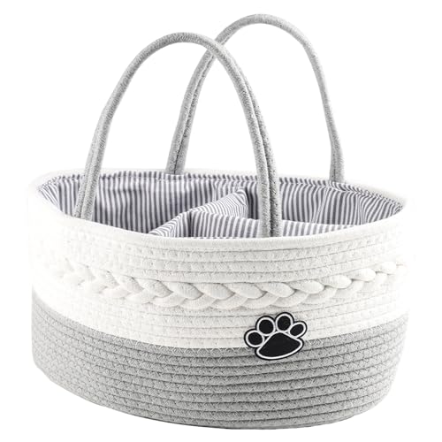 Geyecete pet supply organizer Pet Grooming Tote Dog Grooming Supplies Organizer,Cotton Rope pet Handheld Basket dog Diaper Storage Basket Handbag