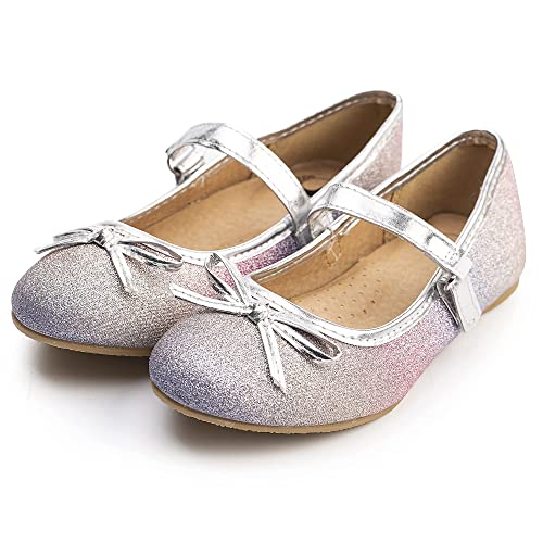 Fitory Girls Dress Shoes, Glitter Mary Jane Ballet Flats With Buckle Strap Bow For Toddler Pink Size 10-11 #TOP5