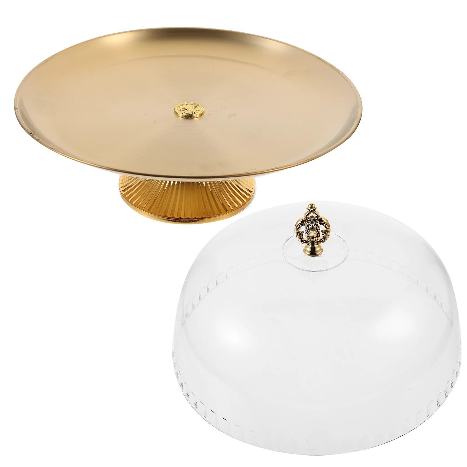 Alzata per Torta Vassoio da Esposizione Rotondo for Torta da 12 Pollici, Cupola in Ceramica di Vetro, Dessert di Nozze, Coperchio Alto in Cristallo, Coperchio da Forno Rotante, Prodotto con