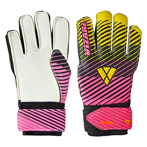 Vizari Sports Saturn Soccer Goalie Goalkeeper Gloves For Kids Youth & Boys, Football Gloves With Grip Boost Padded Palm And Fingersave Flat Cut Construction (4, Pink) #TOP12