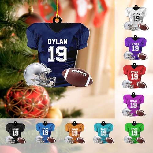 RoyalBro Personalized Custom Football Christmas Ornament, Football Ornament Christmas Tree Hanging Ornament Pine Tree Decorations (F10)