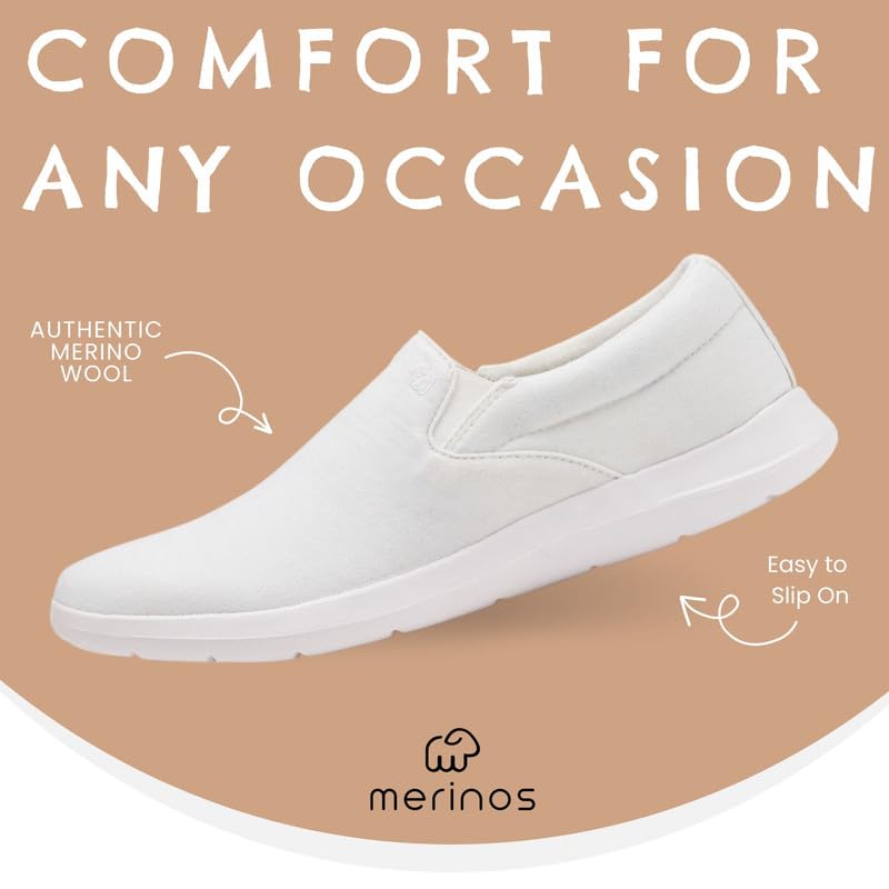 Image of Merinos Women's Slip On Fashion Sneakers, Slide on Casual Shoe, Made with Australian Wool, Lightweight & Durable Tennis Shoes