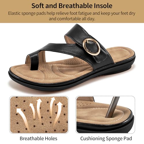 Ablanczoom Summer Flat Sandals for Women: Comfortable Adjustable Womens Slides for 2025 Dressy Orthopedic Walking Shoes Indoor Outdoor4