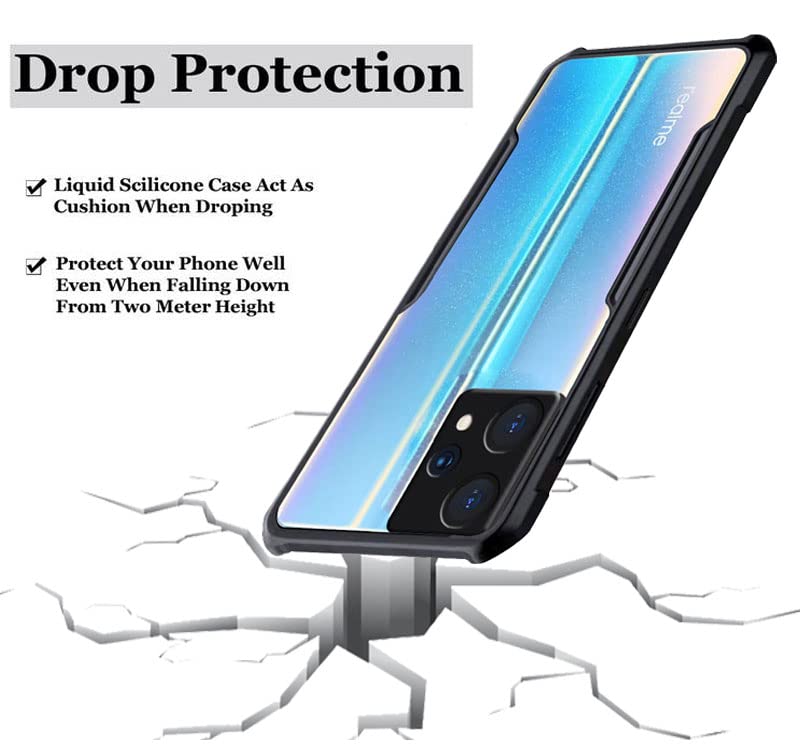 Image of A rtistque Clear Hard Transparent Acrylic Armor Anti-Drop Shockproof TPU Edge Back Cover Case for Realme 9 Pro Plus 5G / Realme 9 4G- Black