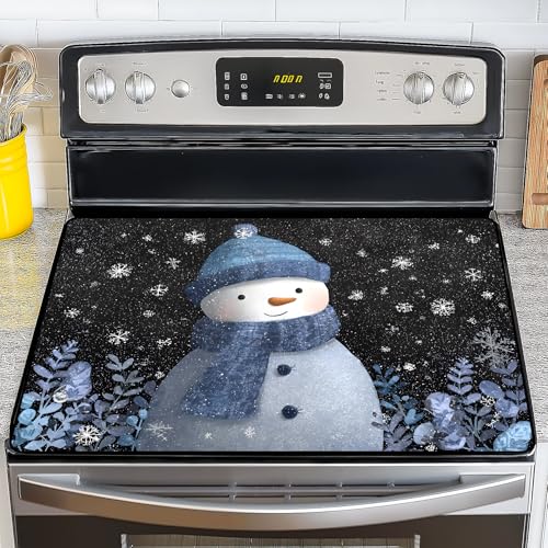 Image of Christmas Stove Top Cover for Electric Stove, Heat Resistant Glass Stove Top Cover, Stovetop Protector and Kitchen Decor, Dish Drying Mats Cover for Ceramic or Washer Top, 28.5x20.5 Inch
