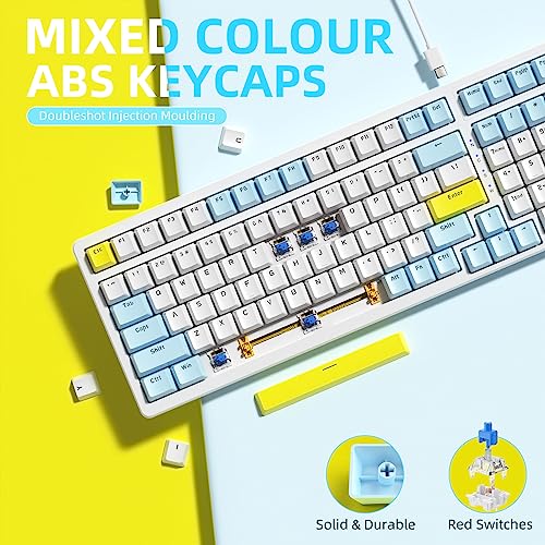 Image of Ajazz Mechanical Gaming Keyboard - Hot Swappable, Compact USB Wired with Numeric Pad, 100 Keys Double-Shot ABS Keycaps, N-Key Rollover RGB Custom Keyboard for PC Mac (MX Blue)
