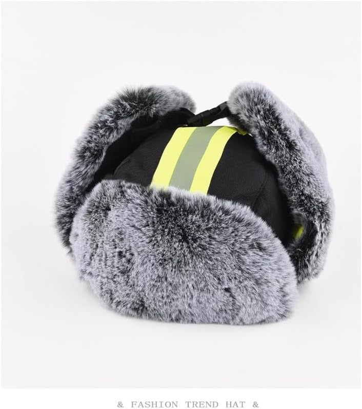 Mens Winter Trapper Hat with Ear Flaps Ushanka Lined Reflective Ski Cap Aviator Windproof Warm Hunting Cycling Snow Hat - Image 2