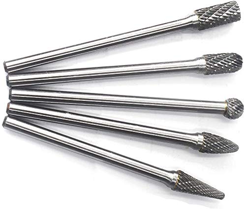 Jestuous Carbide Burrs Set 5Pcs Jestuous 1/4 Inch Shank Diameter Extended Long Double Cut Edge Solid Tungsten Carbide Burr Rotery File For Die Grinder Bits Drilling thumb #5