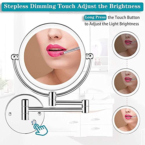 Miroir de maquillage mural extensible pour corriger les défauts d'éclairage et de précision - 4