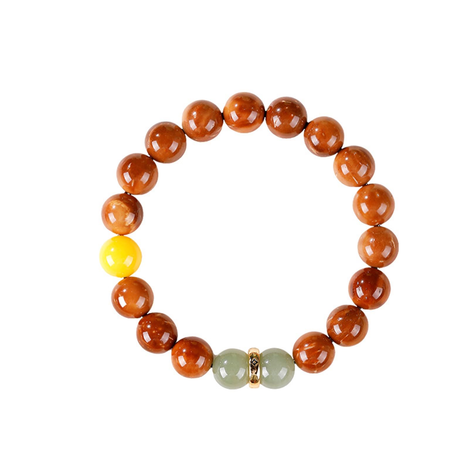 Pulsera de Cuentas de la Suerte de Jade hetiano y kukers Naturales para Mujer | Amuleto de ámbar, Palisandro y sándalo | Nueva joyería Zen de Estilo Chino,8mm