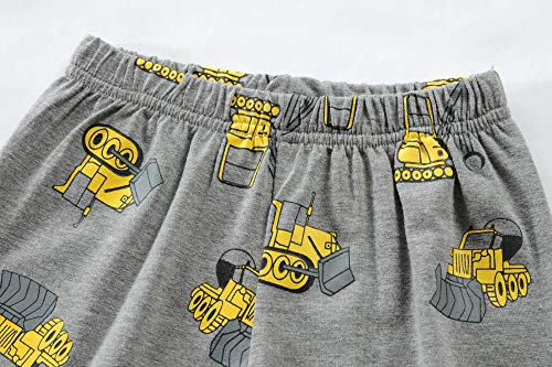 Image of Little Boys Short Set Pajamas for Boys 100% Cotton Toddle Firetruck Dinosaur Sleepwear Summer Clothes Size 2-7T