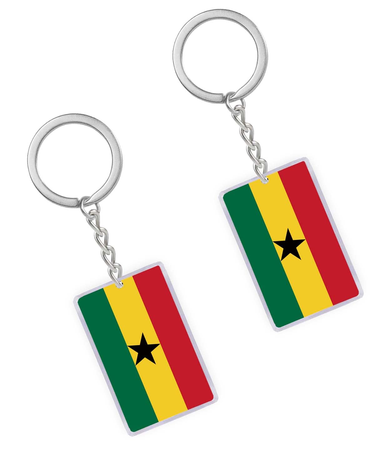 Petite Pine Unisex Ghana 2 Packs Flag Keyring, Acrylic Ians Keyring Keychain