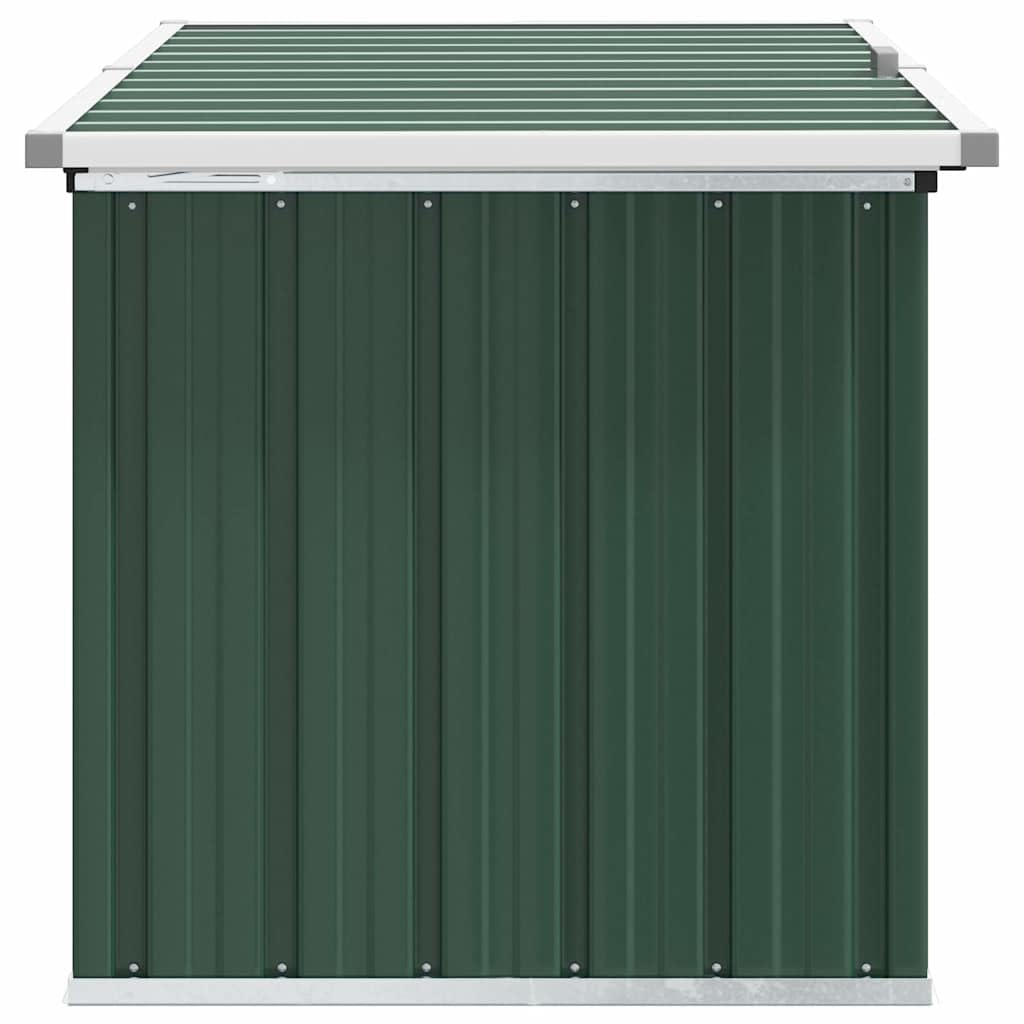 Contenitore da giardino verde in acciaio zincato con 0,38 m³ di capienza, 129 x 67 x 65 cm, impermeabile, con coperchio ribaltabile e facile montaggio, per balcone/terrazza