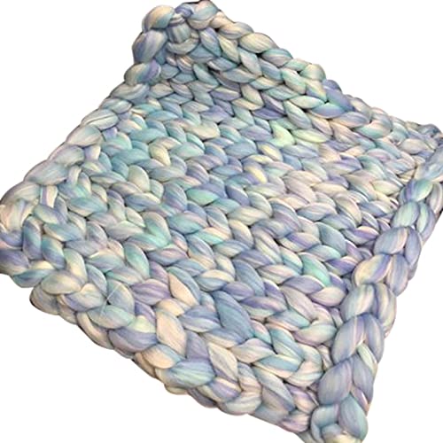 Lana arcoíris de Moda para Tejer a Mano, Hilo Grueso y Grande, Manta de Punto, cálida Lana de Ganchillo (Color: arcoíris, tamaño: 100 x 150 cm)
