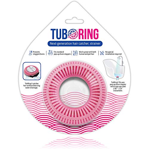 TubRing The Ultimate Tub Drain Protector Hair Catcher/Strainer/Snare, Regular - Pink