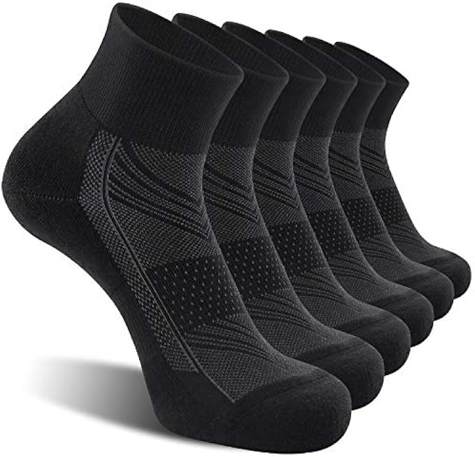 CelerSport 6 Pack Men's Ankle Socks with Cushion, Sport Athletic Running Socks