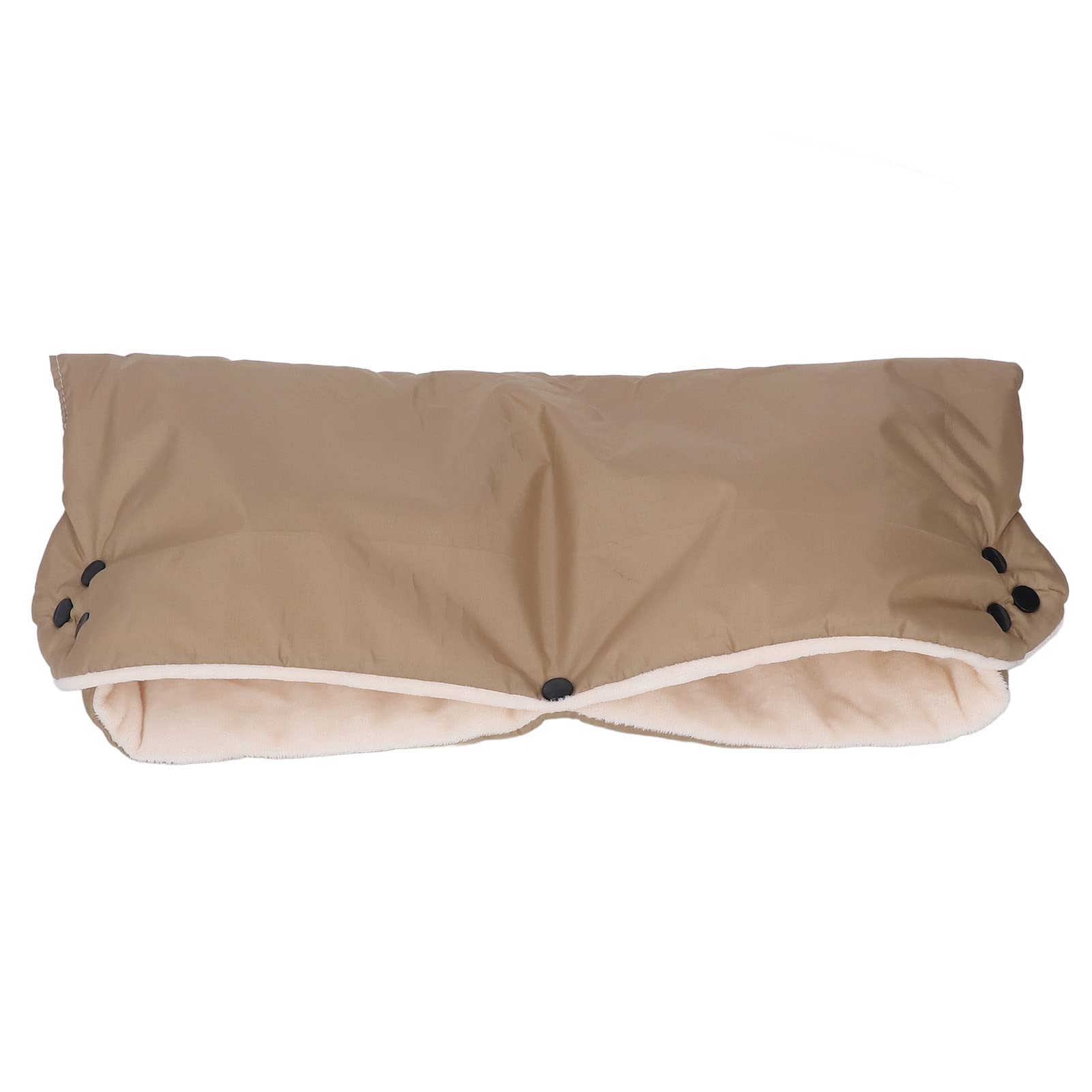 DAUB Stroller Hand Muff, Thicker Oxford Cloth Windproof Waterproof Snap Design Easy to Fix Pushchair Gloves Good Breathability Soft Anti Freeze Keep Warm Baby Stroller Gloves (Gold)