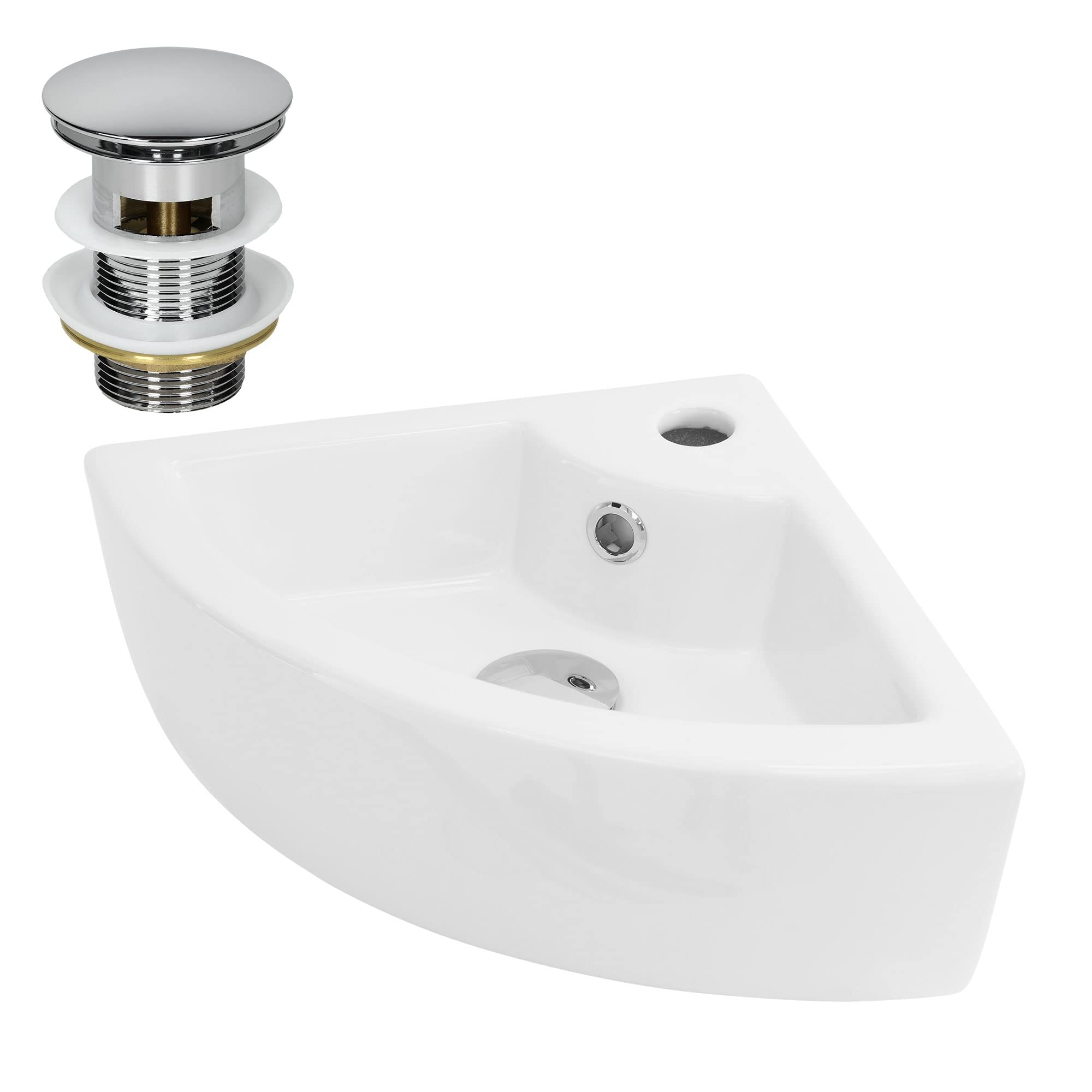 Lavabo Angolo EMKE Ceramica 30x25cm - Lavabo Da Appoggio Per Bagni Piccoli