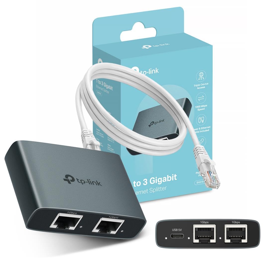 TP-Link EH210 Ethernet Splitter,1 to 2 Gigabit Network Switch,1000Mbps High-Speed Ethernet Switch,Plug and Play,LAN RJ45 Internet Splitter with Ethernet/USB Cable for Router,Laptop/PC,TV,Xbox — view 10