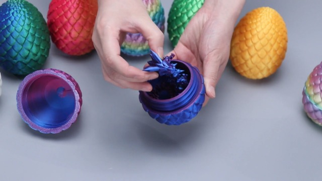 12 in 3D Printed Dragon Egg, Mystery Articulated Crystal Dragon Fidget Toys, 3D Print Surprise Animals Toy for Kid Teen Boy Girls (Laser Purple)