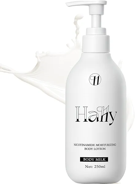 Hally Body Lotion, Body Cream with 5% Nicotinamide Oliveoil Ginseng and Vitamin C, Deep Moisturizing Anti-Aging & Help Sreduce Wrinkles, 250ml