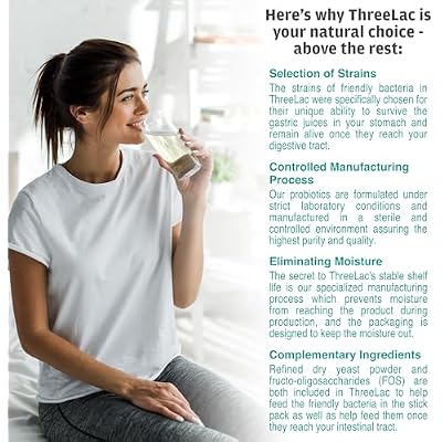 Global Health Trax GHT - ThreeLac Lemon Probiotic Drink Mix for Digestive Health - Advanced Probiotic Powder Formula for Men, Women & Kids - Immune Support & Gut Balance, Non-GMO - 60 Packets