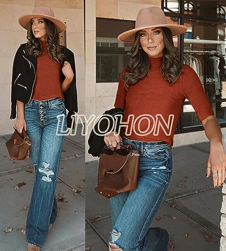 LIYOHON Womens Tops Dressy Casual Mock Turtleneck Business Short Sleeve T Shirts Going Out Tops 2025 - Image 7
