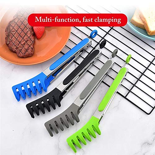 Pinza da Cucina Pinza per Alimenti in Acciaio Inossidabile può Essere Utilizzata in Cucina Pinza per Pasta Pinza per Spaghetti Punta in Silicone (Blu)