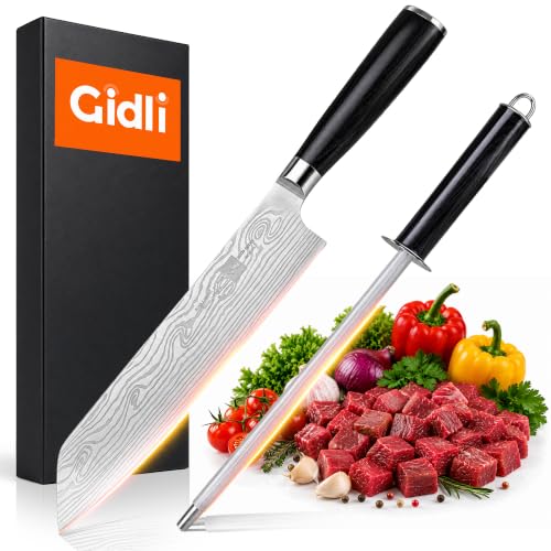 Gidli 8-Inch Chef Knife Set with Diamond Sharpener