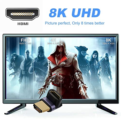Adaptador HDMI macho a HDMI 2.1 hembra vertical 90 grados miniatura 4