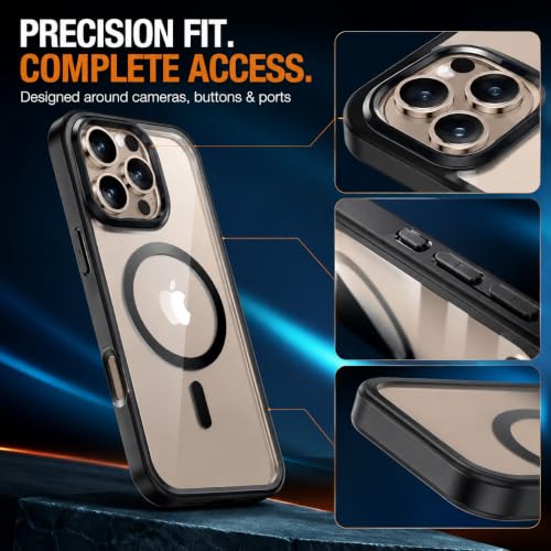 Image of MAGA Back Case Cover for Apple iPhone 16 Pro Max, Transparent Black Magnetic Case Compatible with MagSafe, Hybrid Hard PC Back & Soft TPU Bumper, Shockproof Protective Cover - Black