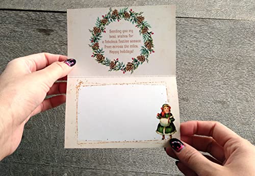 Image of PIXILUV CHRISTMAS TREES (Pack of 12) Notecards Small Greeting Cards # Happy Children and Christmas Trees ~ Vintage Christmas Postcards Reprint