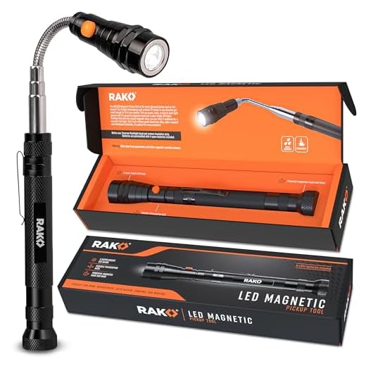 RAK Magnetic Pickup Tool Gifts for Men - Telescoping Magnet with LED Flashlight and 22 Inches Extendable Neck, Cool Magnetic Flashlight Gifts for Dad, Husband, Grandpa, Handyman