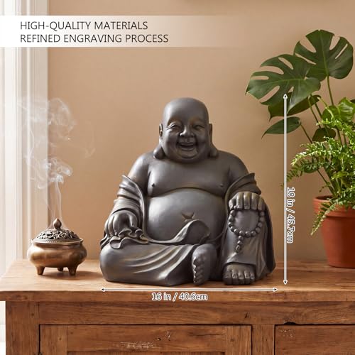 Estatua Buda Risueño Grande 16x18 Pulgadas Decoración zen miniatura 2